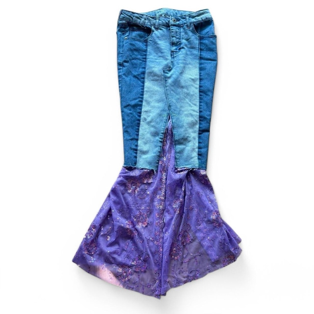 fairy denim purple fabric upcycled skirt